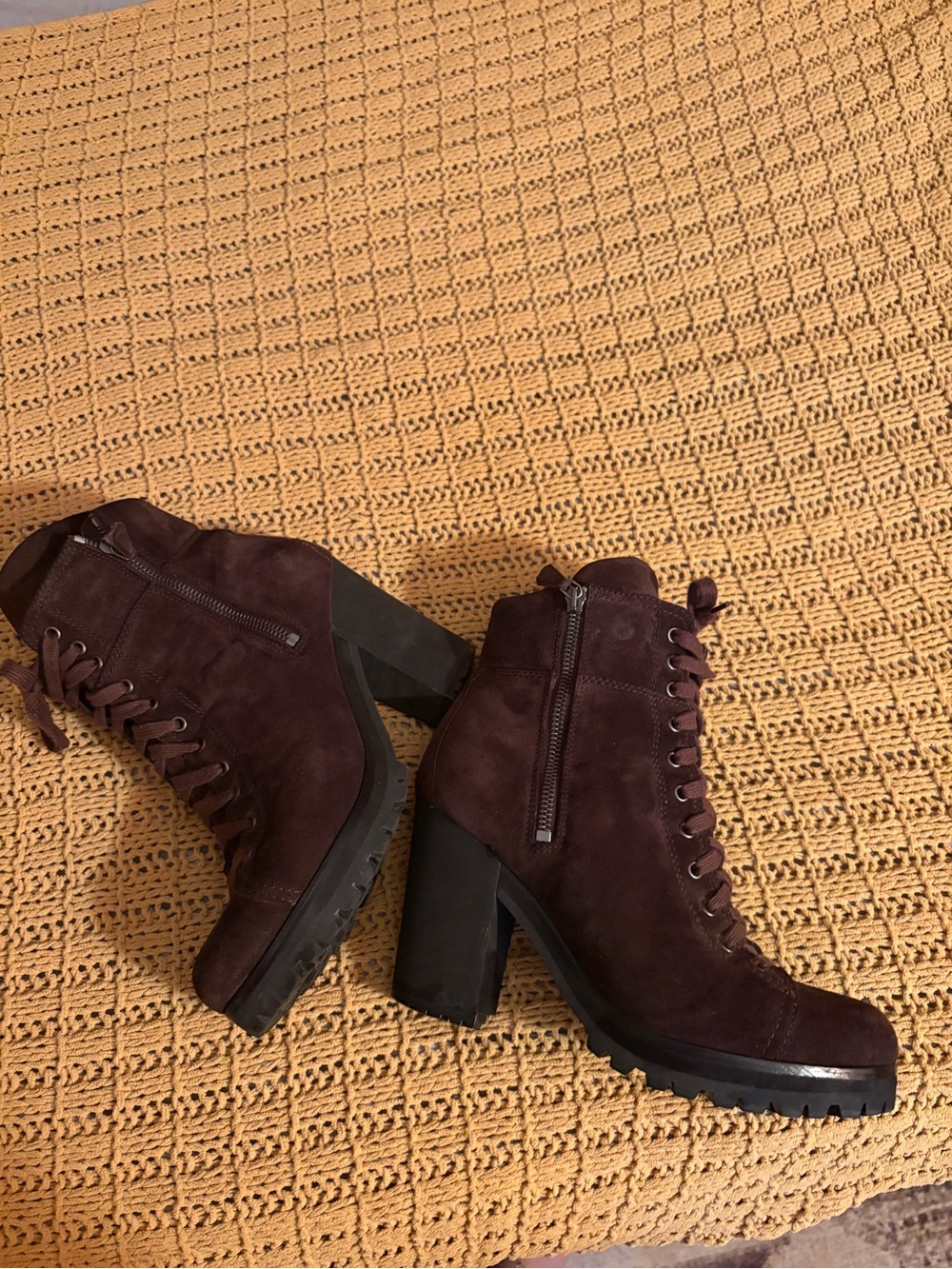 Prada Women’s Lace-Up Block Heel Ankle Boots - Dark Brown